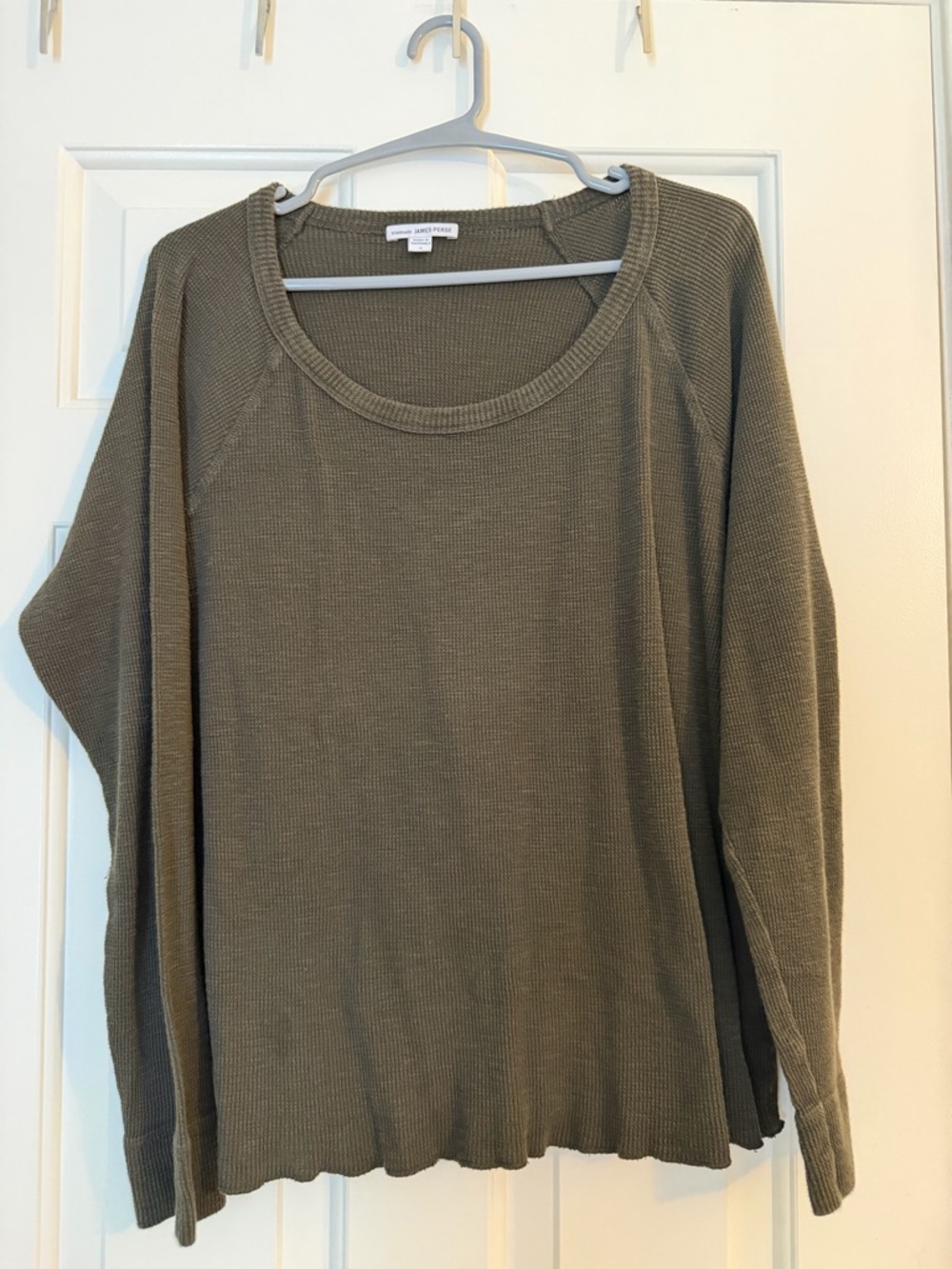 James Perse Olive Waffle Knit Long Sleeve